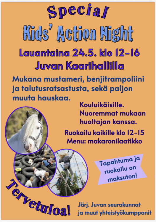 Kids Action Special Kaarihallilla Tapahtuman mainos